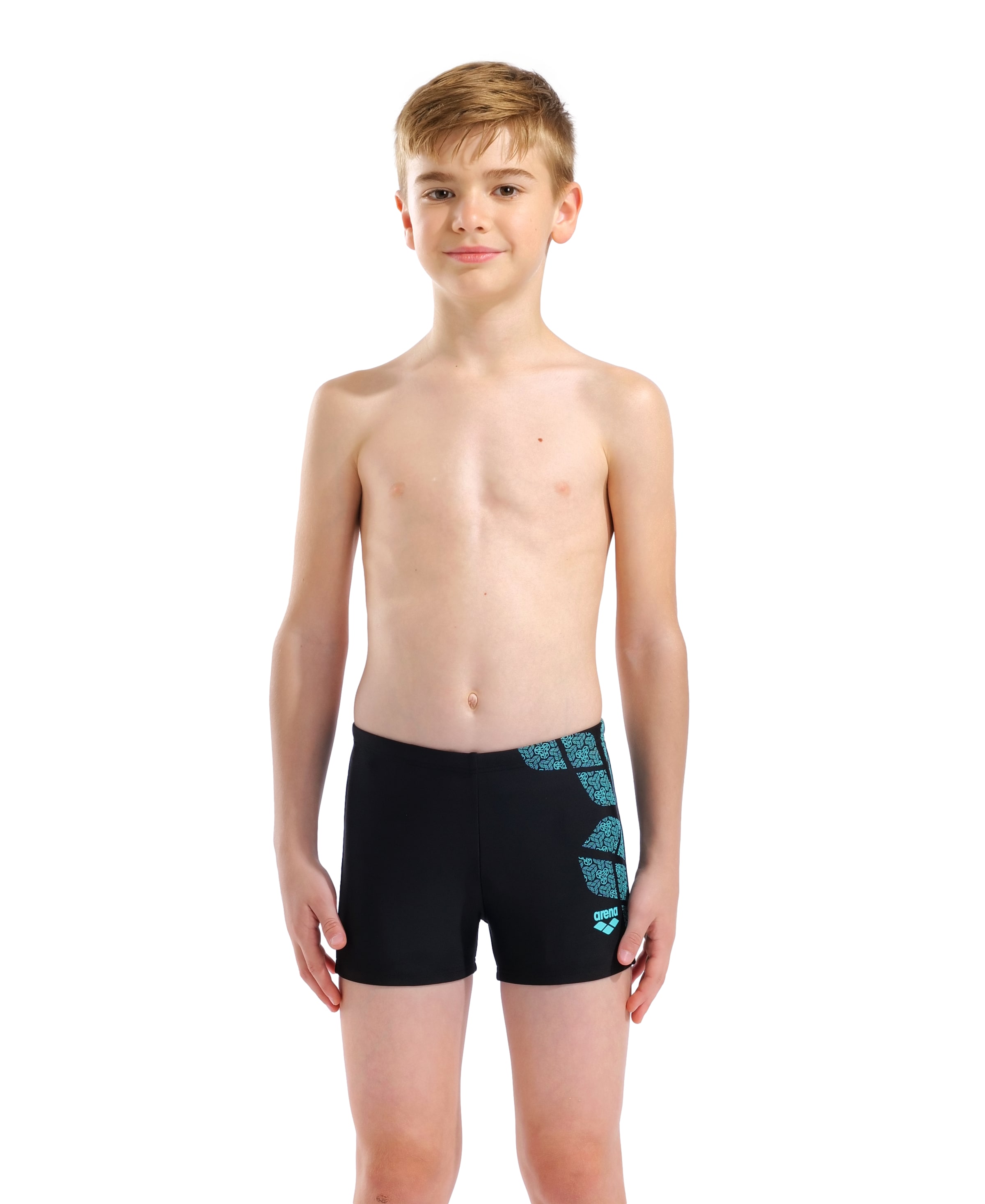 ARENA Athletic Swim Trunks in Black: front