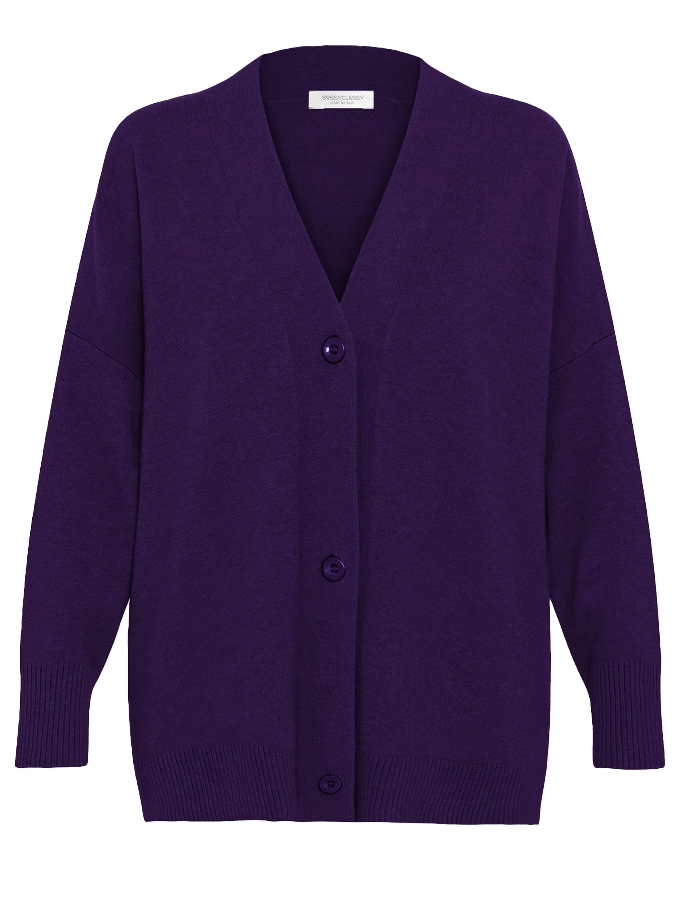 SASSYCLASSY Oversizestrickjacke‌ in Lila: Vorderseite