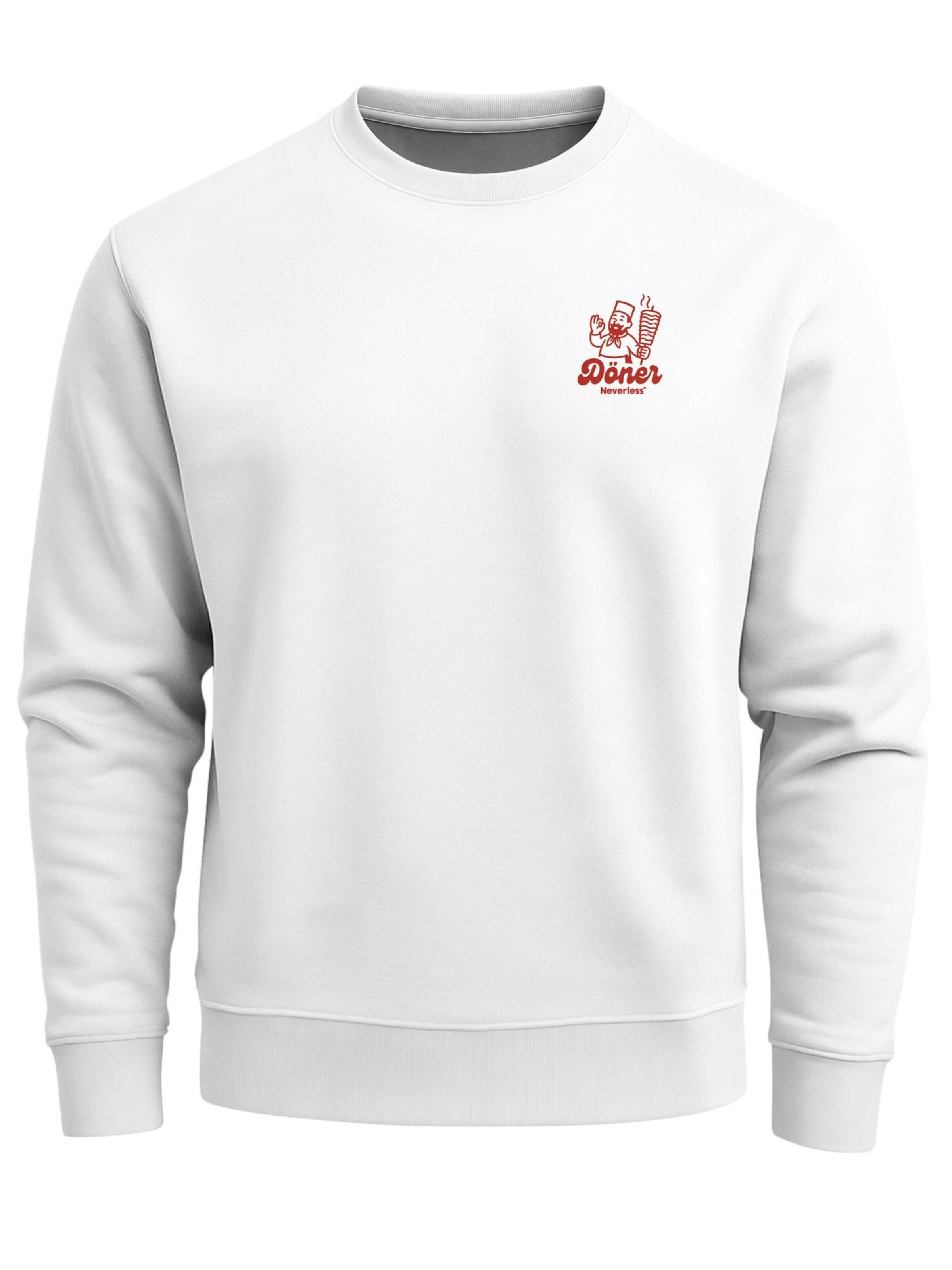 Neverless Sweatshirt 'Döner Spezial' in White: front