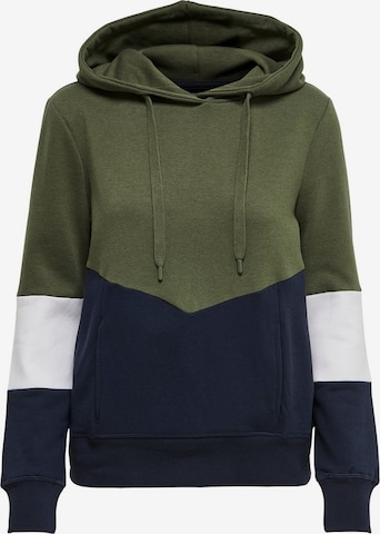 ONLY Sweatshirt 'ONLPEAR LS BLOCKING HOOD SWT' in Green: front