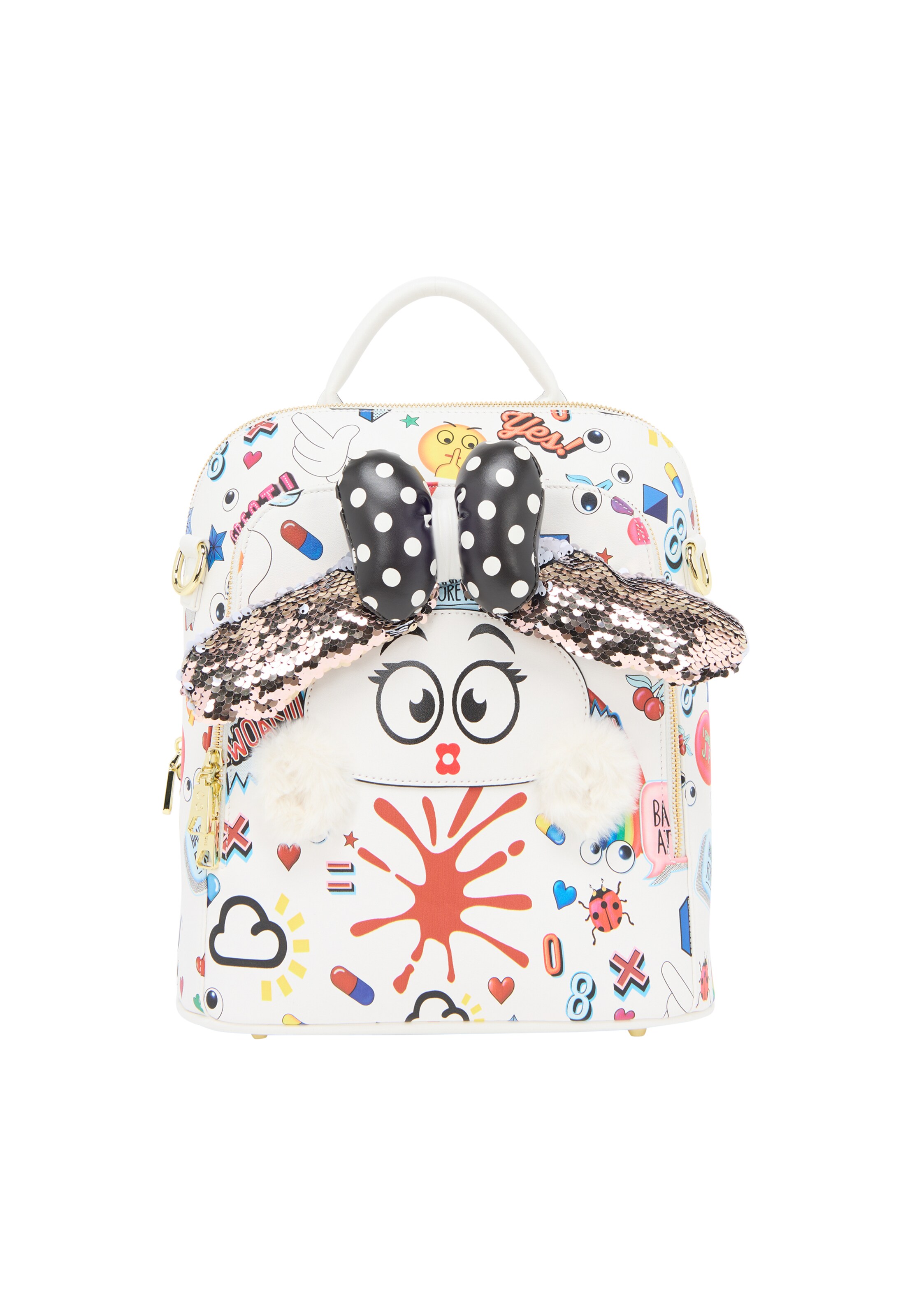 MYMO Batoh 'Pop Eyetheme' – bílá: přední strana