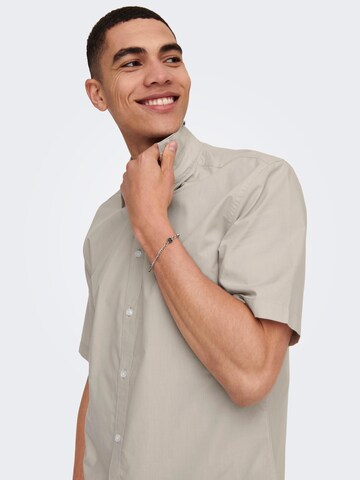 Only & Sons Regular fit Button Up Shirt 'Sane' in Grey