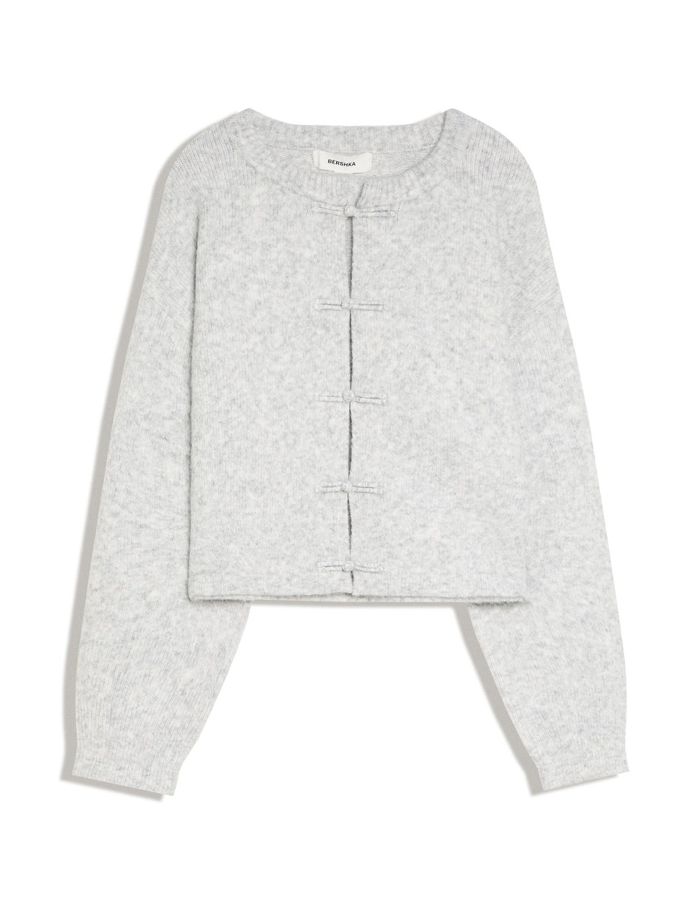 Bershka Strickjacke in XS in hellgrau, Produktansicht