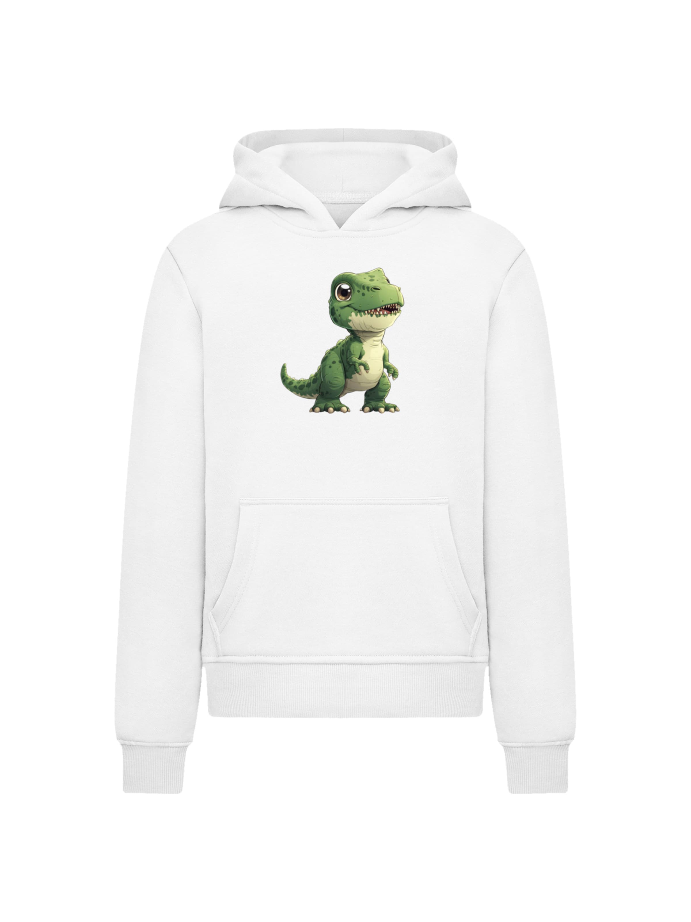 F4NT4STIC Sweatshirt 'Süßer grüner Dino' in Wit: voorkant