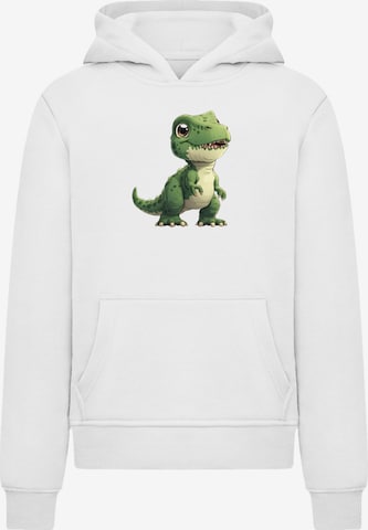 F4NT4STIC Sweatshirt 'Süßer grüner Dino' in White: front