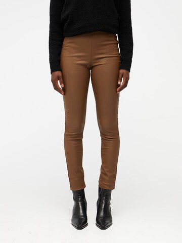 Skinny Leggings OBJECT en marron : devant