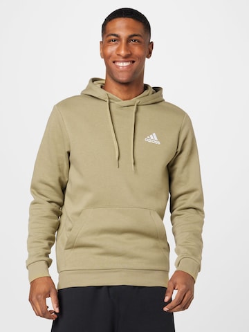 Felpa sportiva 'Essentials Fleece' di ADIDAS SPORTSWEAR in verde: frontale