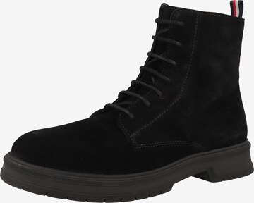 TOMMY HILFIGER Lace-Up Boots in Black: front