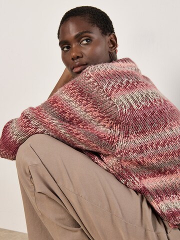 Apricot Chunky Knit Tonal Stripe Jumper ' ' in Rot