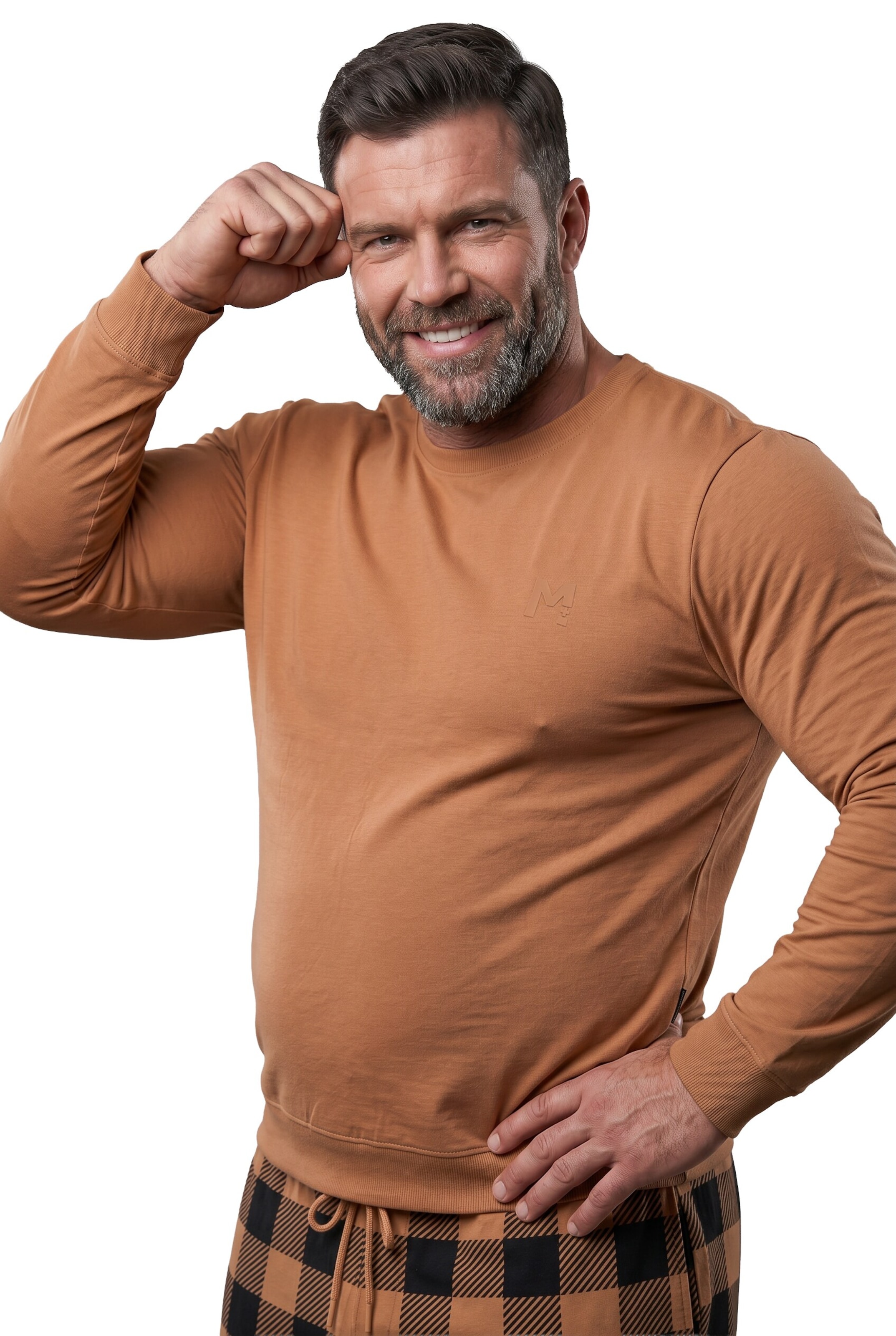 Men Plus Pyjama in Braun