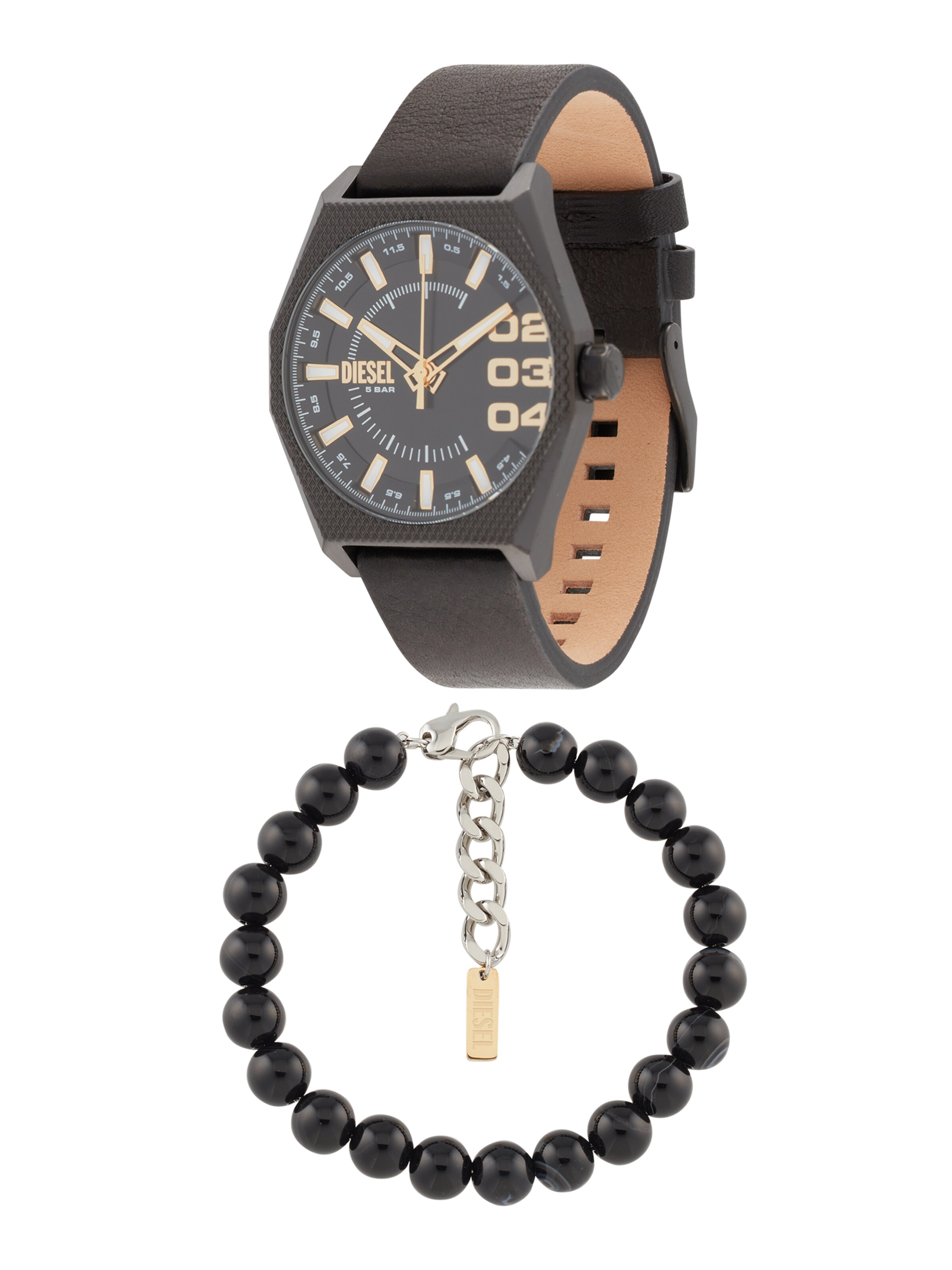 DIESEL Analog Watch 'Scraper' in Black: front