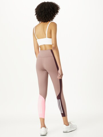 ADIDAS SPORTSWEAR Skinny Workout Pants 'Own The Run Colorblock' in Purple