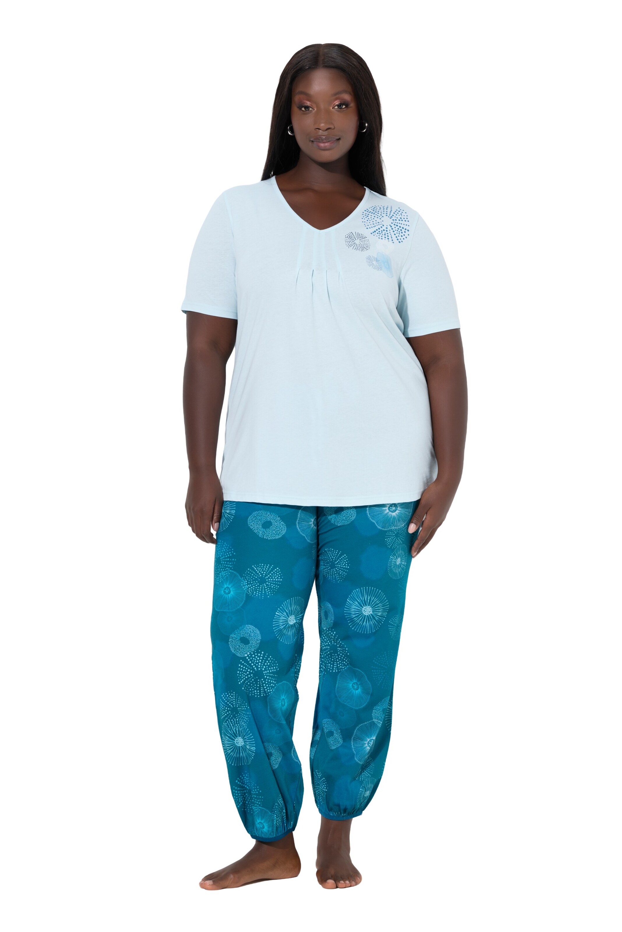 Ulla Popken Pyjama in Blauw: voorkant