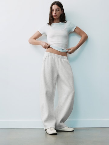 Pull&Bear Wide leg Broek in Grijs