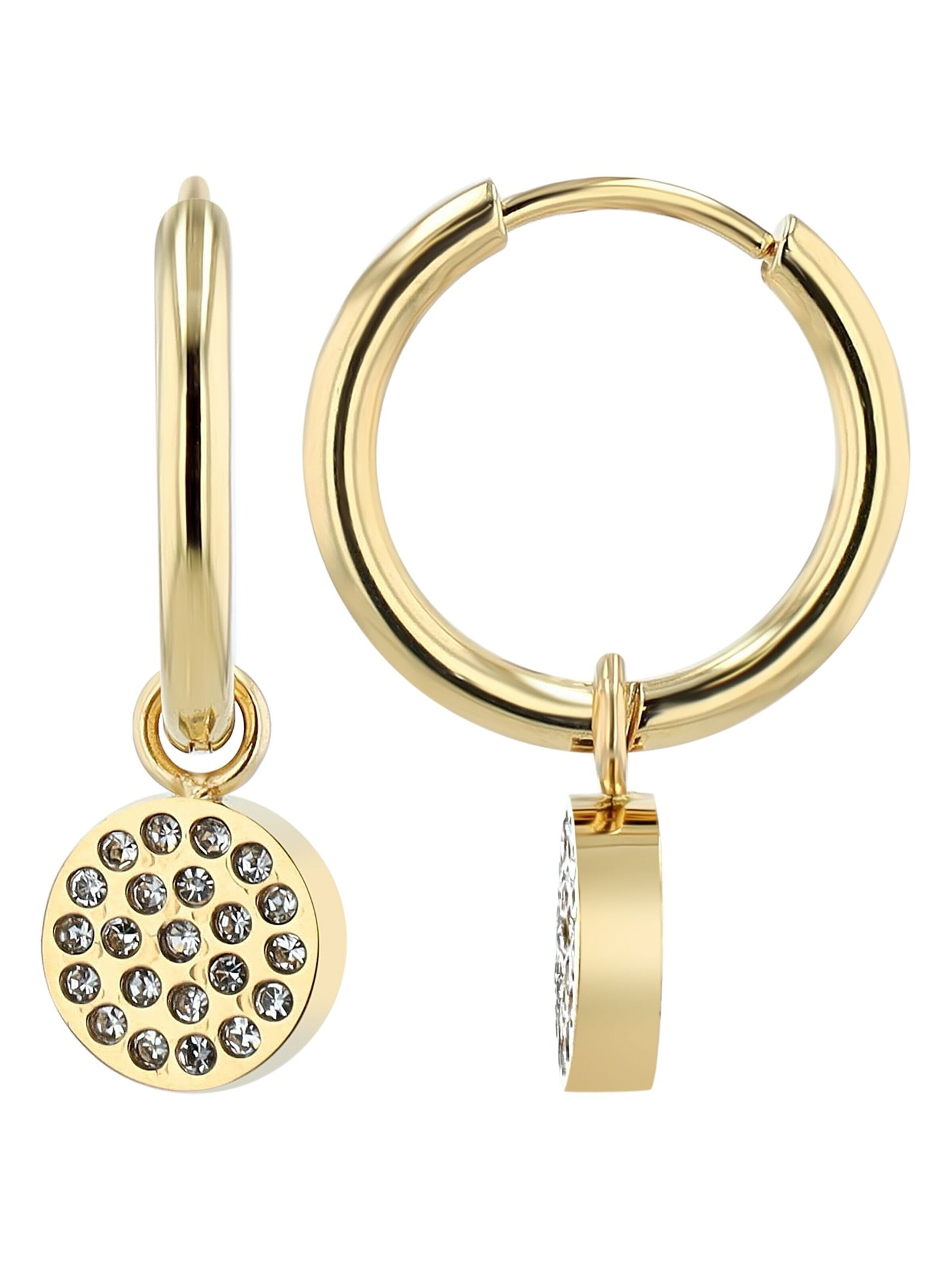 Akzent Earrings '"Sadie" aus langlebigem Edelstahl, wasserfest, Ø 12 mm' in Gold