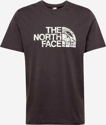 THE NORTH FACE Тениска 'WOODCUT DOME' в черно: отпред