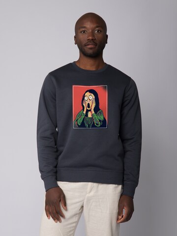 Felpa ' Mona Lisa Scream ' di Watapparel in grigio: frontale