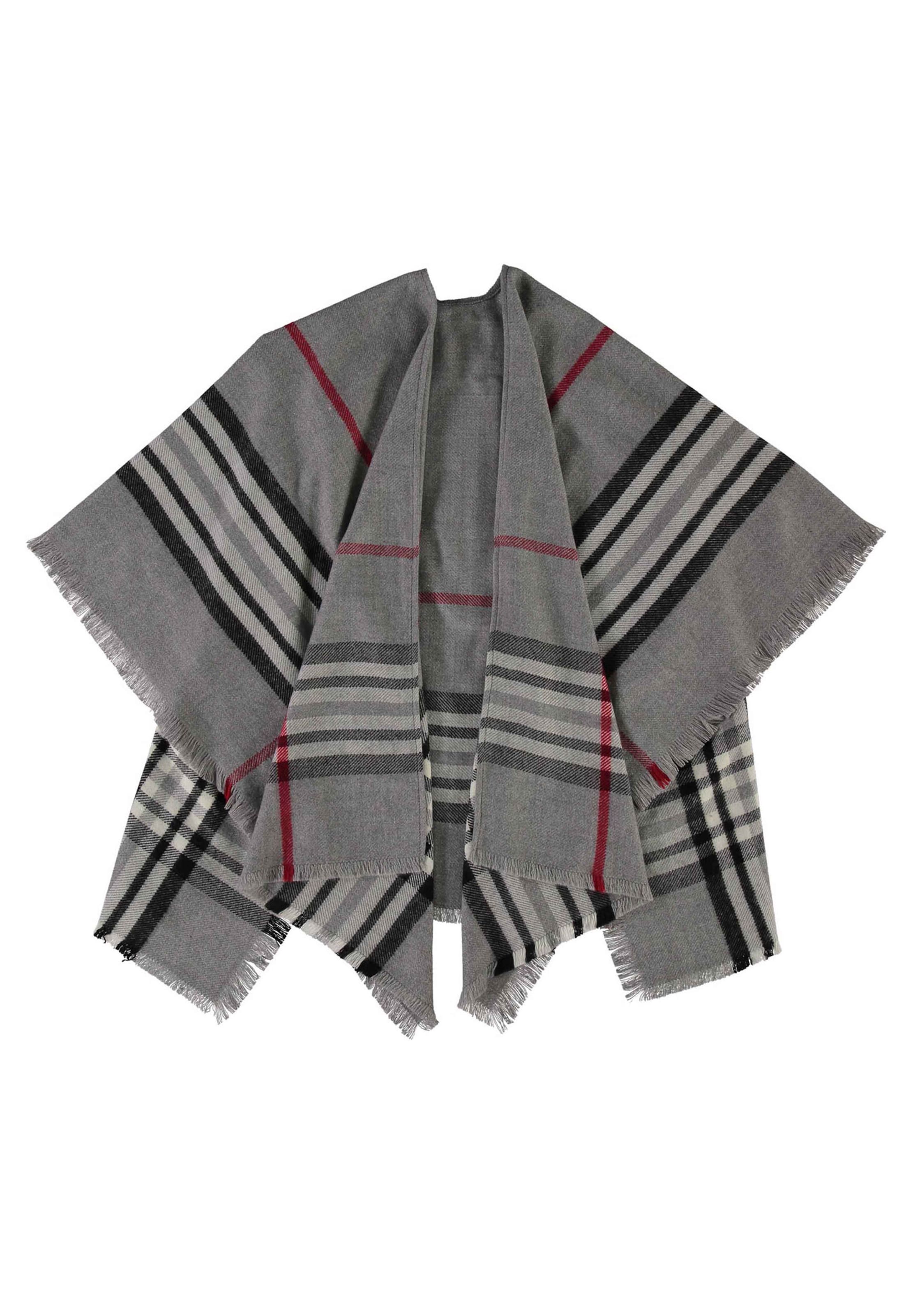 FRAAS Cape in hellgrau / rot / schwarz / offwhite, Produktansicht