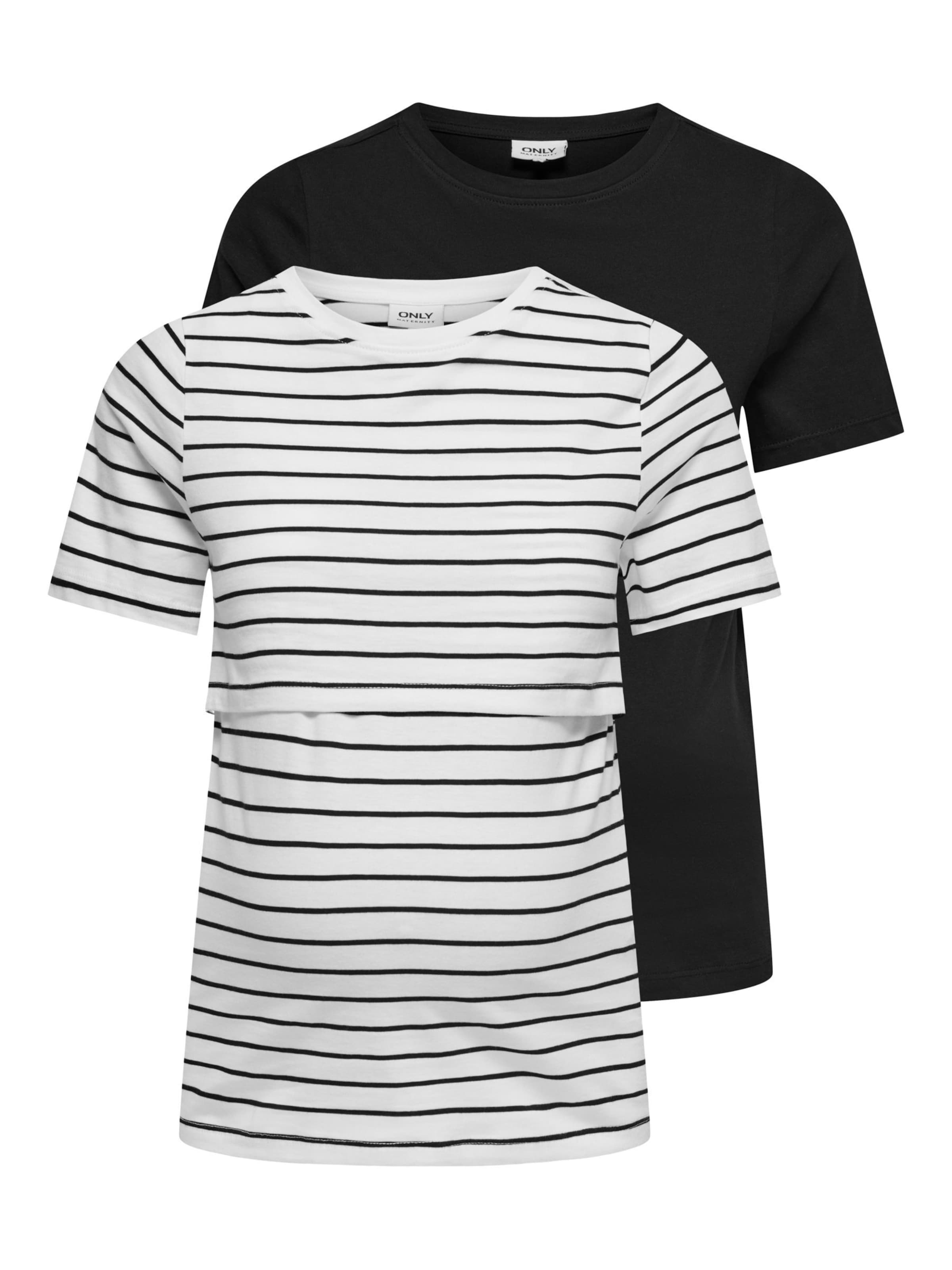 Only Maternity T-shirt 'OLMBloom' en noir / blanc, Vue avec produit