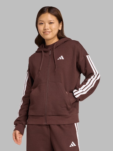ADIDAS SPORTSWEAR Sports sweat jacket 'Essentials' in Brown: front