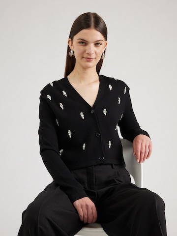 melns Karl Lagerfeld Adīta jaka: no priekšpuses