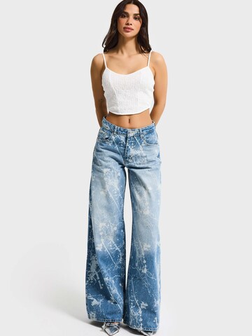 IT'S BASIC Wide leg Jeans 'PRINTED PALAZZO MID RISE JEANS' in Blauw
