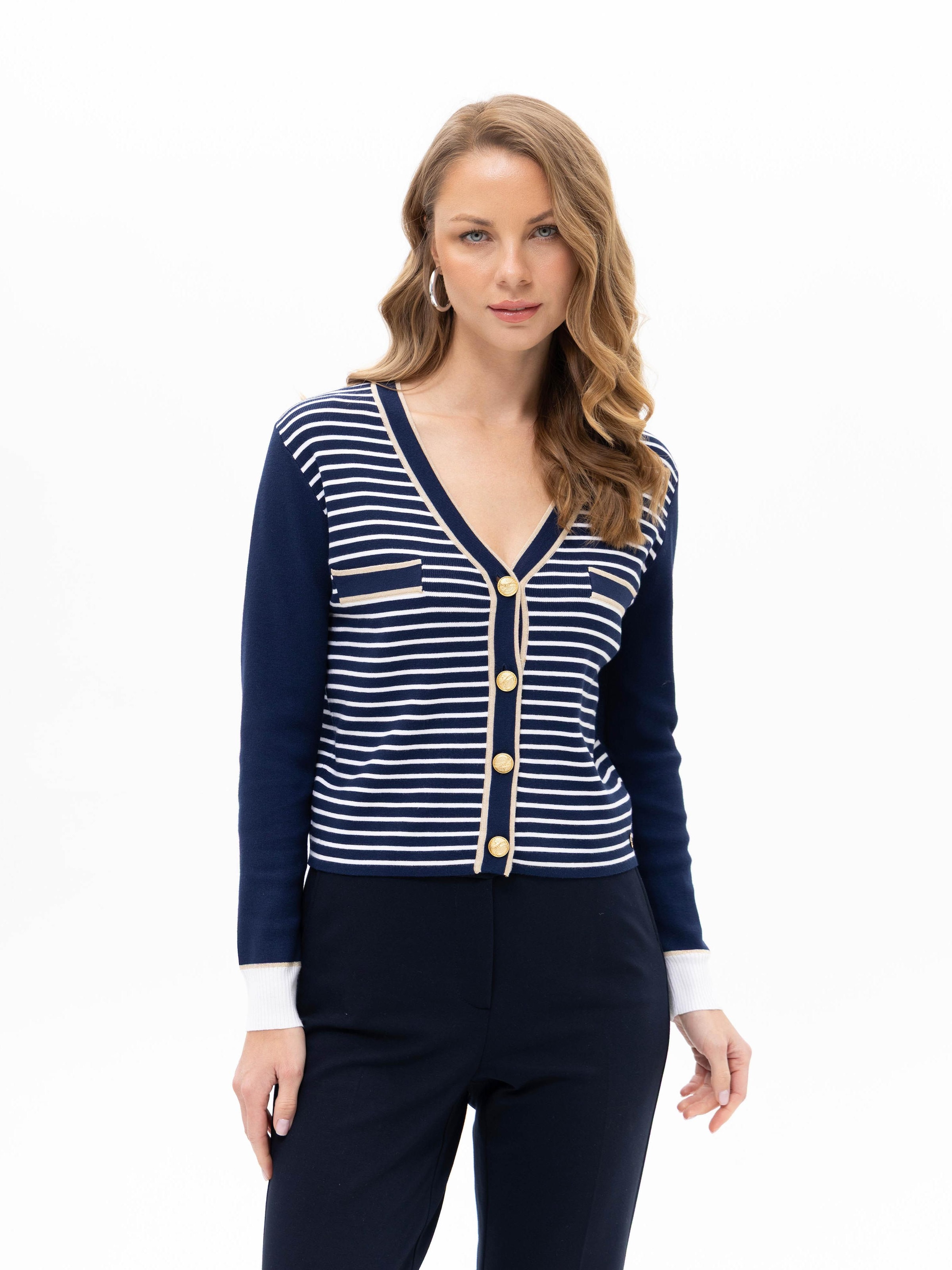 Passioni Knit Cardigan in Blue: front