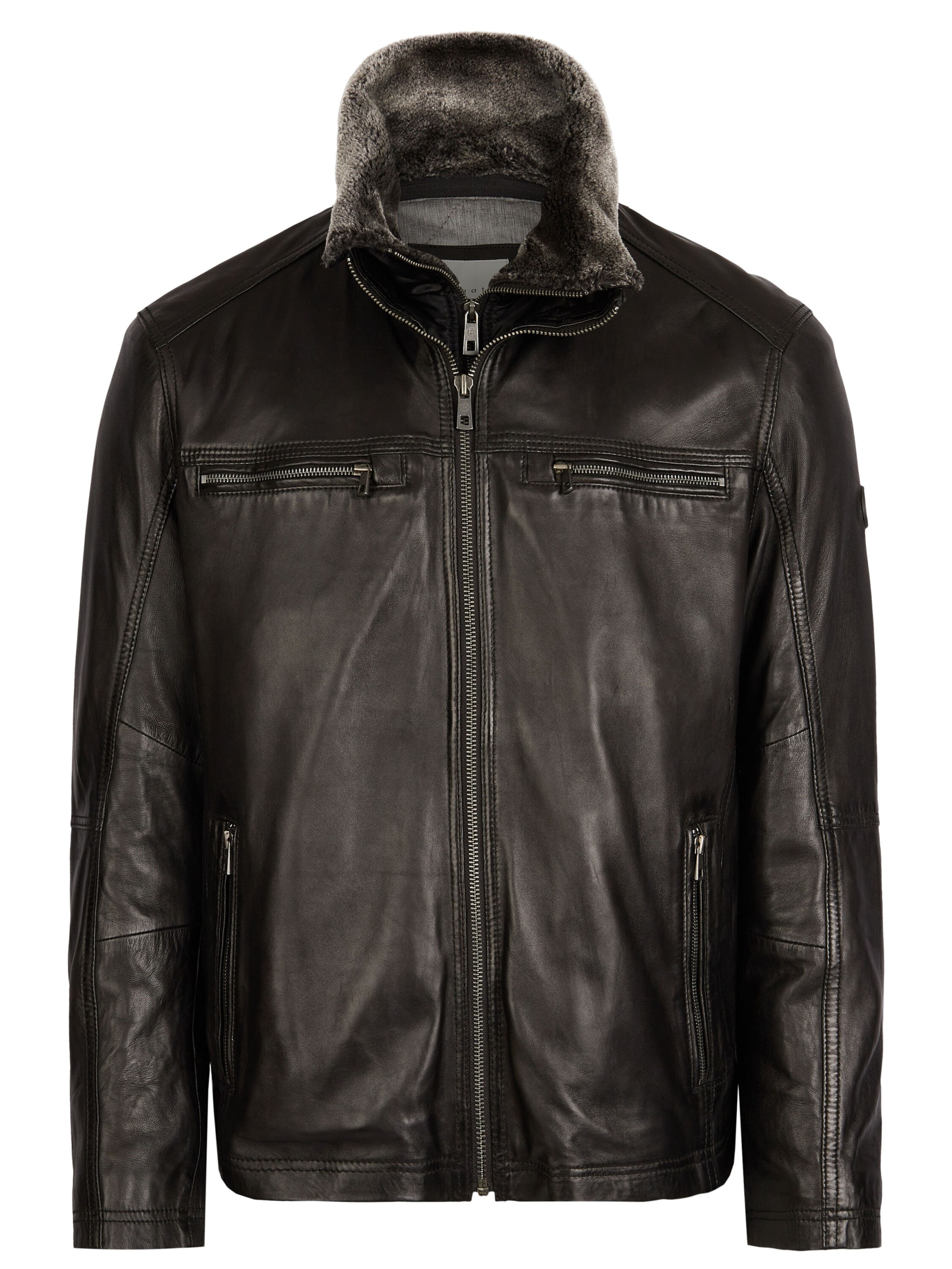 bugatti Lederjacke 'BUGerero' in Schwarz: Vorderseite