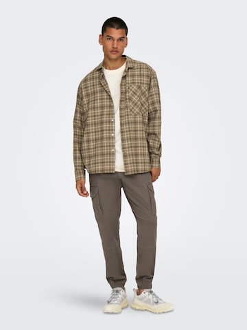 Only & Sons Comfort fit Srajca 'ONSArcher' | rjava barva
