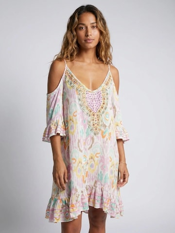 Miss June - Vestido 'Robe Courte Birds' en Mezcla de colores: frente