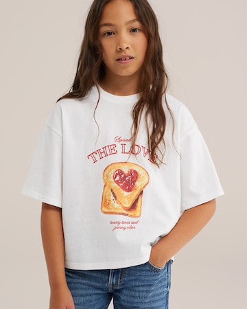 WE Fashion Тениска в бяло: отпред