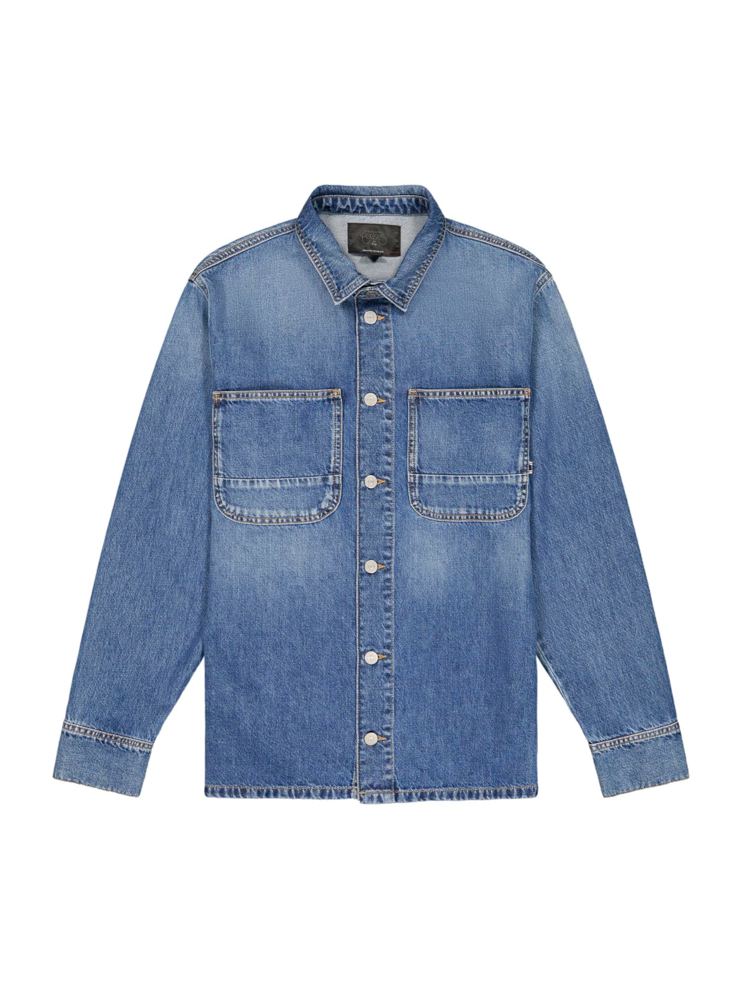 Le Temps Des Cerises Regular fit Button Up Shirt in Blue: front