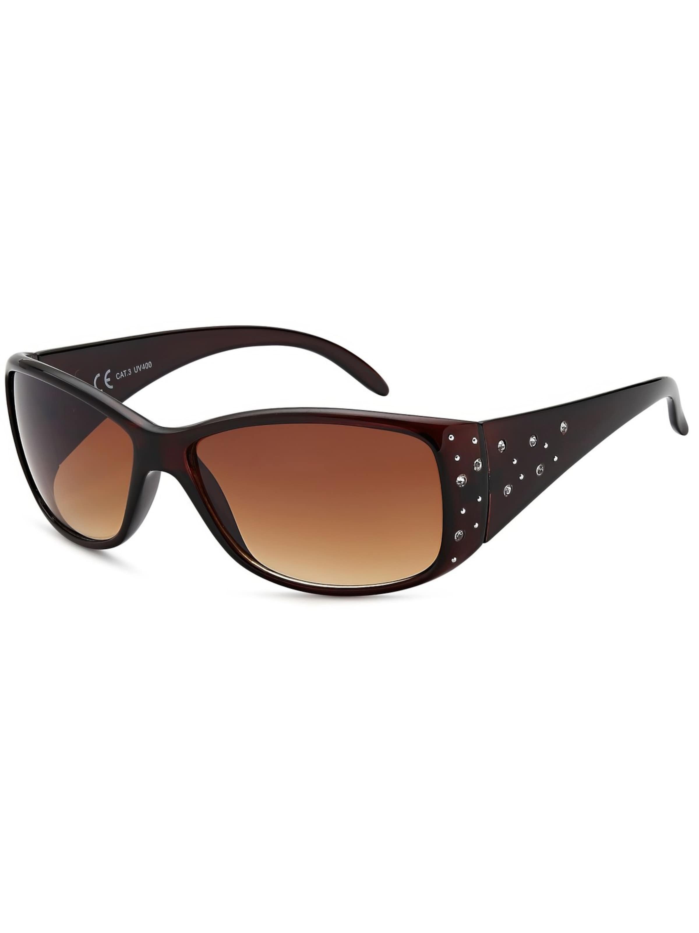 styleBREAKER Sonnenbrille 'Sonnenbrille Schmetterlingsform mit Strass am Bügel'‌‌‌‌‌‌‌ in Braun: Vorderseite