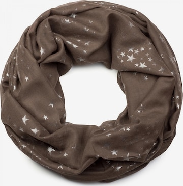 styleBREAKER Loop scarf 'Loop Schal mit Metallic Sterne Print' in Brown: front