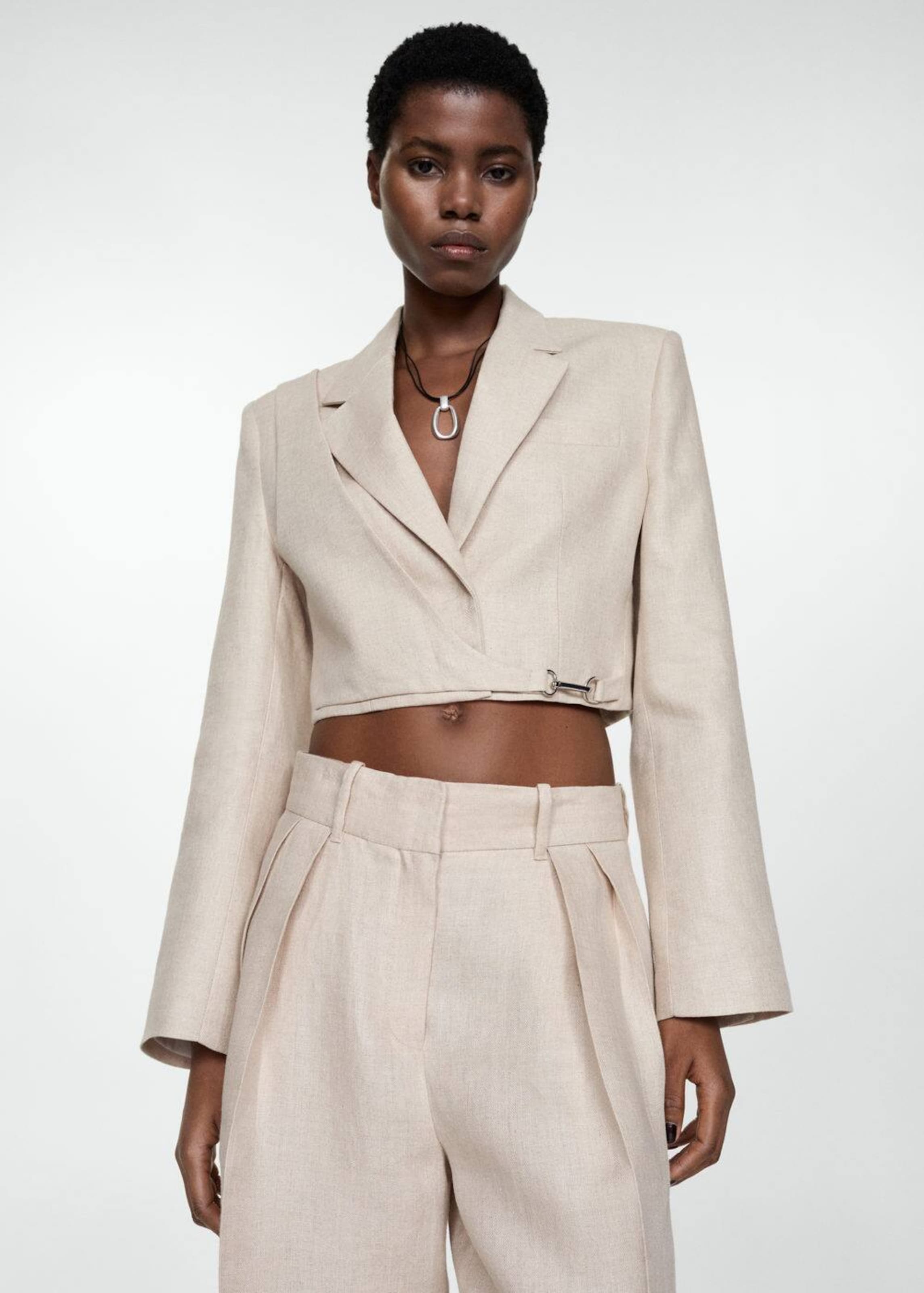 Mango beige blazer deals