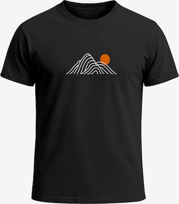 Neverless Shirt 'Lineart Berge' in Schwarz: Vorderseite