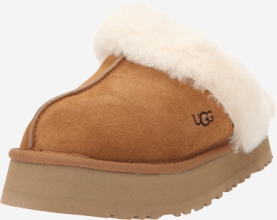 UGG Pantoufle 'Disquette' en noisette / blanc naturel, Vue avec produit