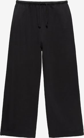 Pull&Bear Wide leg Trousers in Black: front