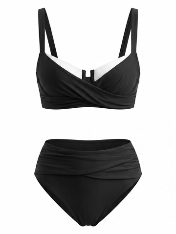 Cupshe Bralette Bikini 'Monochrome Muse' in Black: front
