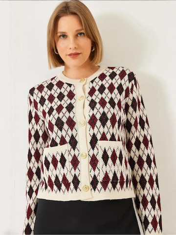 Bianco Lucci Knit Cardigan in Beige