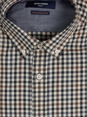 JACK & JONES Slim fit Button Up Shirt 'Greg' in Beige