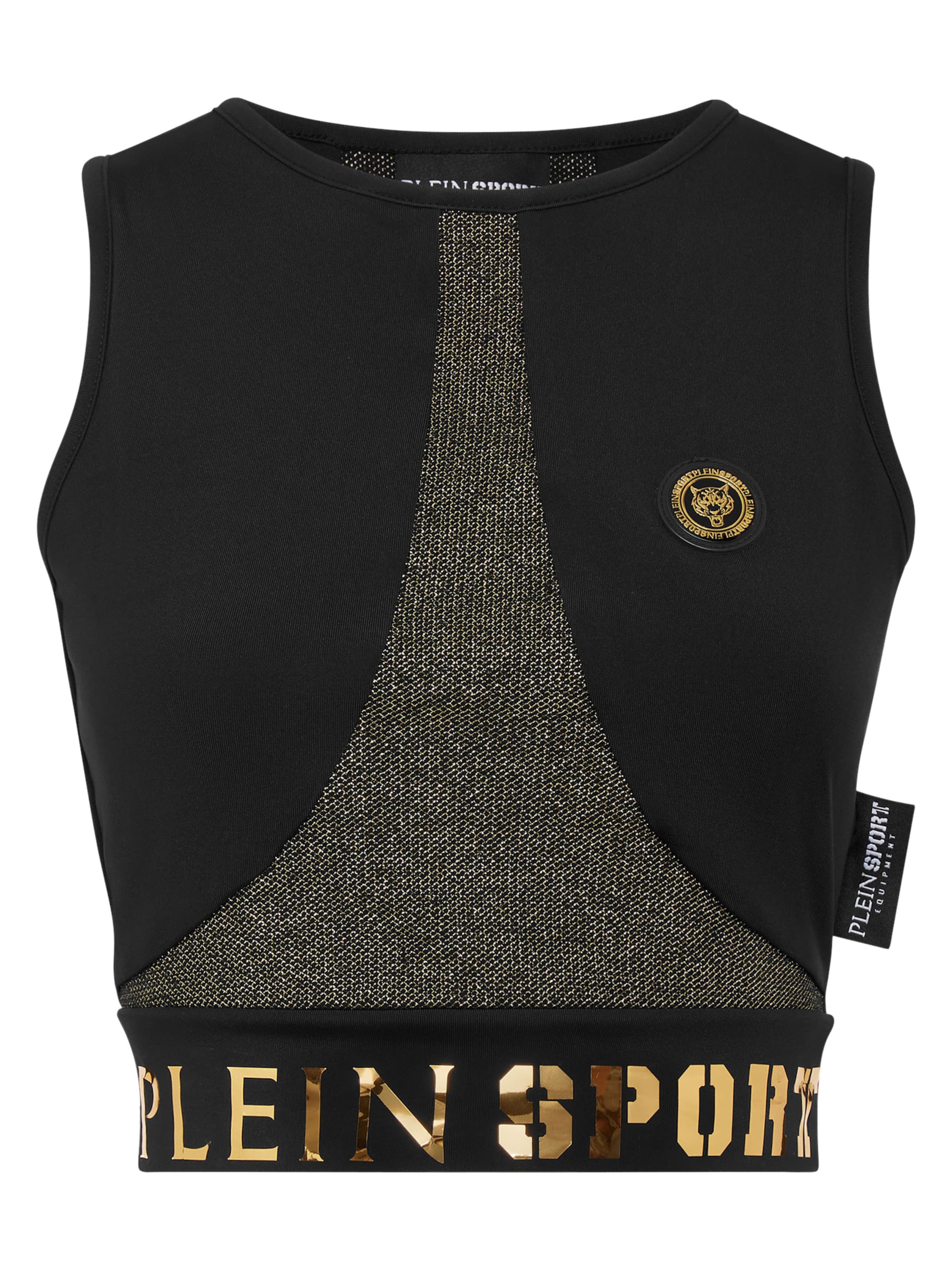 Plein Sport - Top desportivo 'Statement' em preto: frente