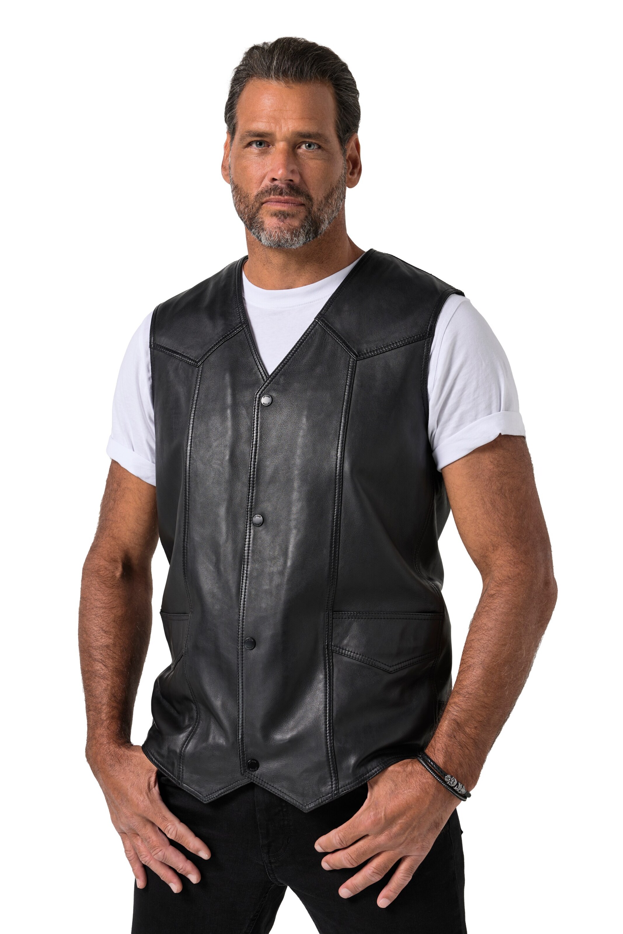 JP1880 Weste in Schwarz: Vorderseite