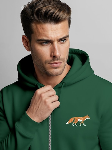 Neverless Sweatjacke 'Fuchs Polygon'‌‌‌ in Grün