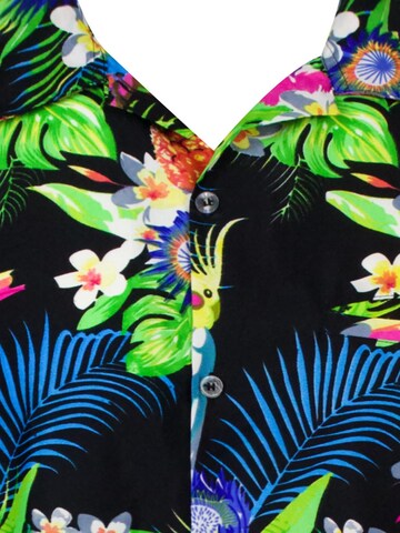King Kameha Shirt 'Parrot Cockatoo'‌‌‌‌‌‌‌‌‌‌ in Schwarz