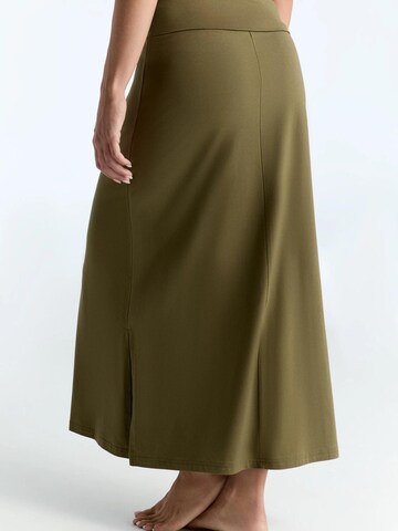 Leela COTTON Skirt 'Damen Bio-Baumwoll-Maxirock mit Schlitzen' in Green