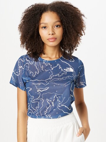 T-shirt fonctionnel THE NORTH FACE en bleu : devant