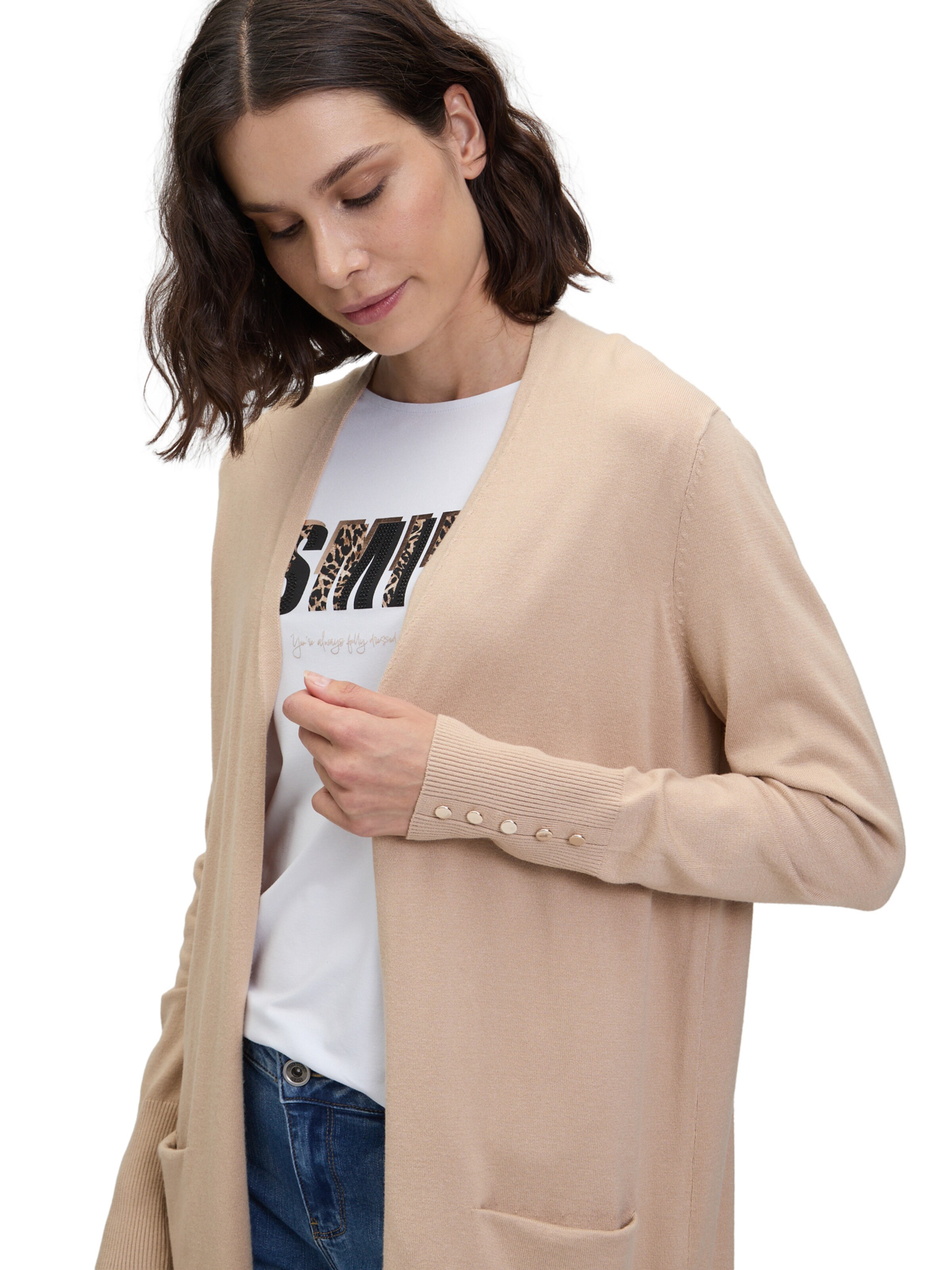 Betty Barclay Feinstrickjacke mit Taschen in Beige