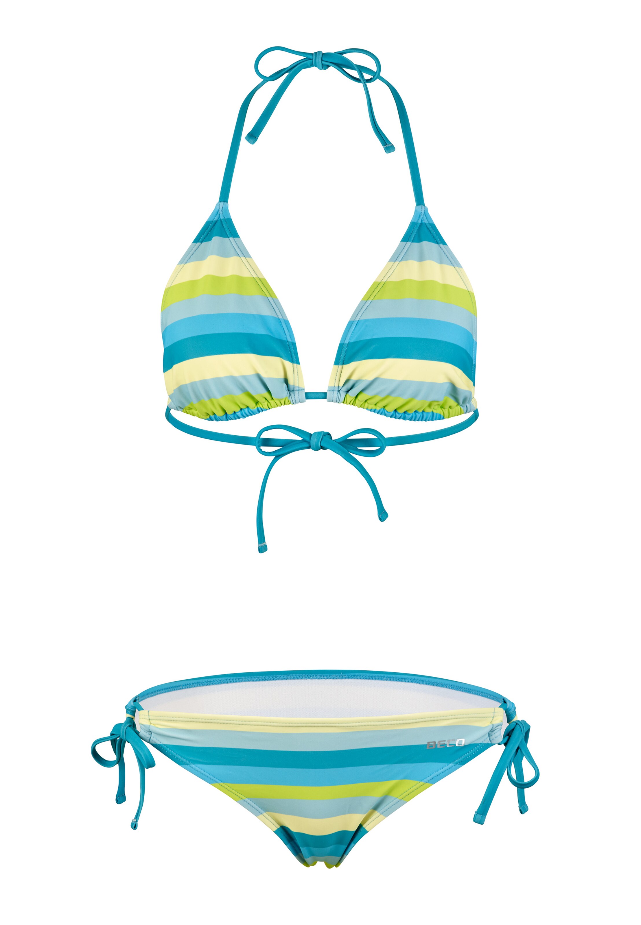BECO the world of aquasports Triangel Bikini 'Fresh Stripes' in Groen: voorkant