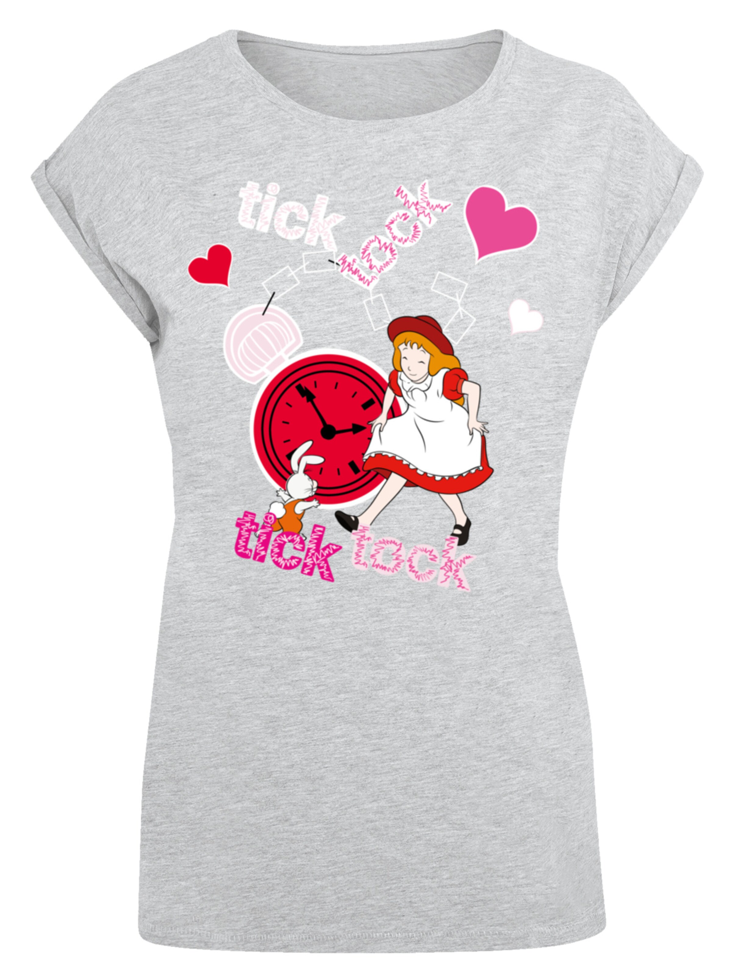 F4NT4STIC Shirt 'Alice im Wunderland Tick Tock' in Grijs: voorkant